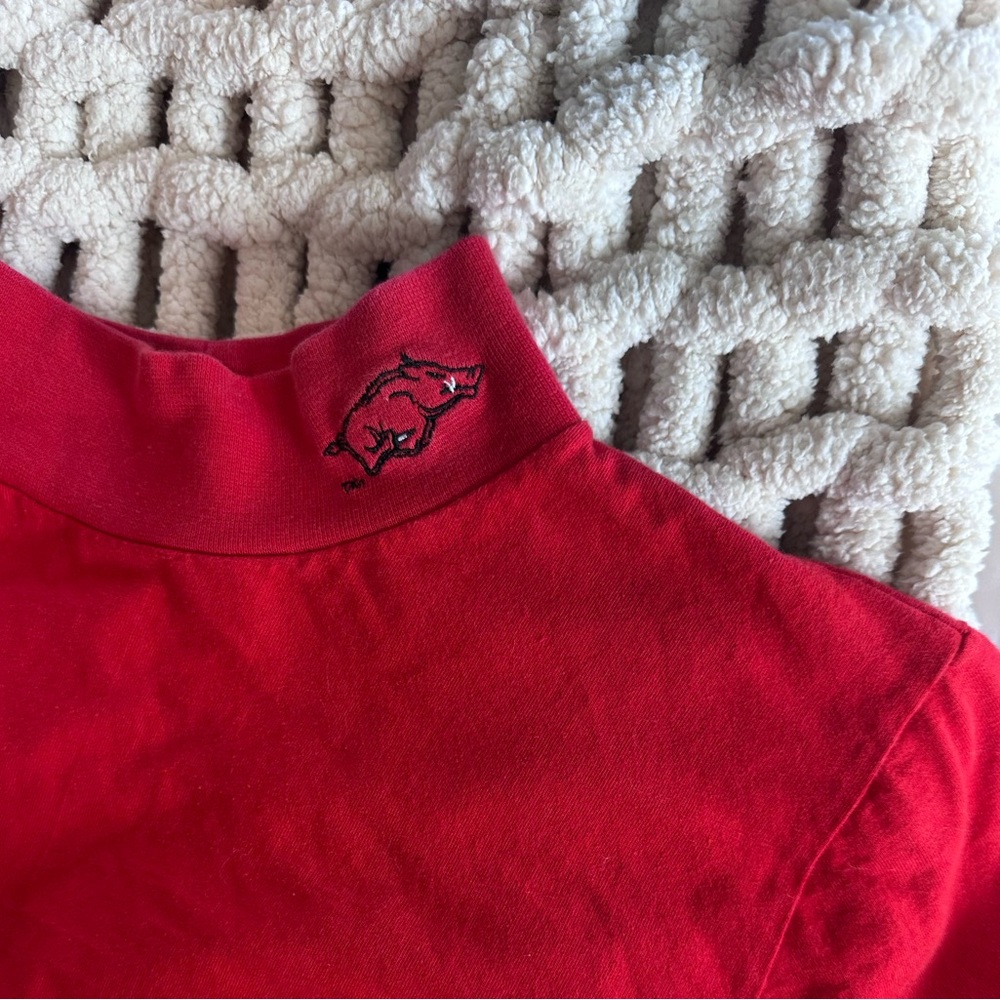 Arkansas Razorbacks Red Cropped Mock Neck Long Sleeve – Youth Large Fit